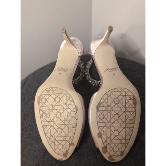 Badgley Mischka Jewel Lorraine blush rhinestone strap kitten heels - Picture 8 of 10